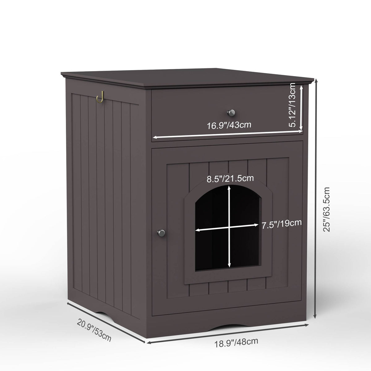 Wooden Pet House Cat Litter Box Enclosure With Drawer Side Table