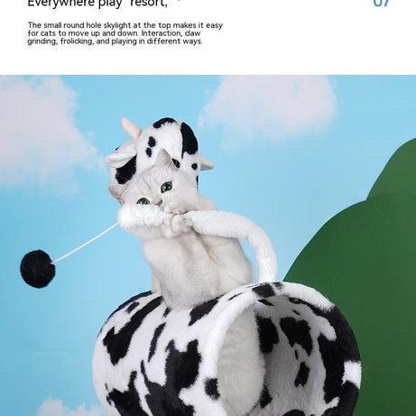 Cow Cat Climbing Frame Scratch Trees Scratching Post Tree Shelf