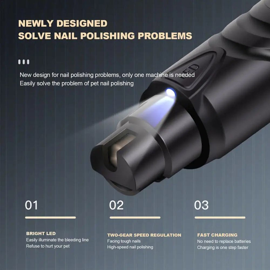Lighted Dog Nail Clippers 2-speed Rechargeable Grinder Painless