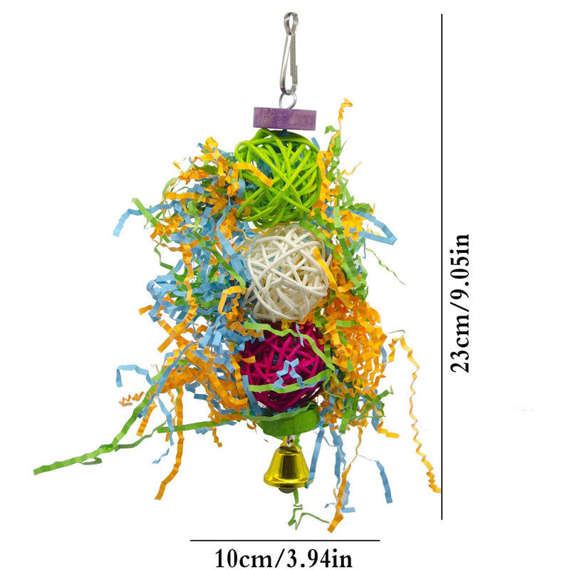 3pcs Bird Toy Parrot Gnawing Supplies Utensils Brushed Rattan Ball