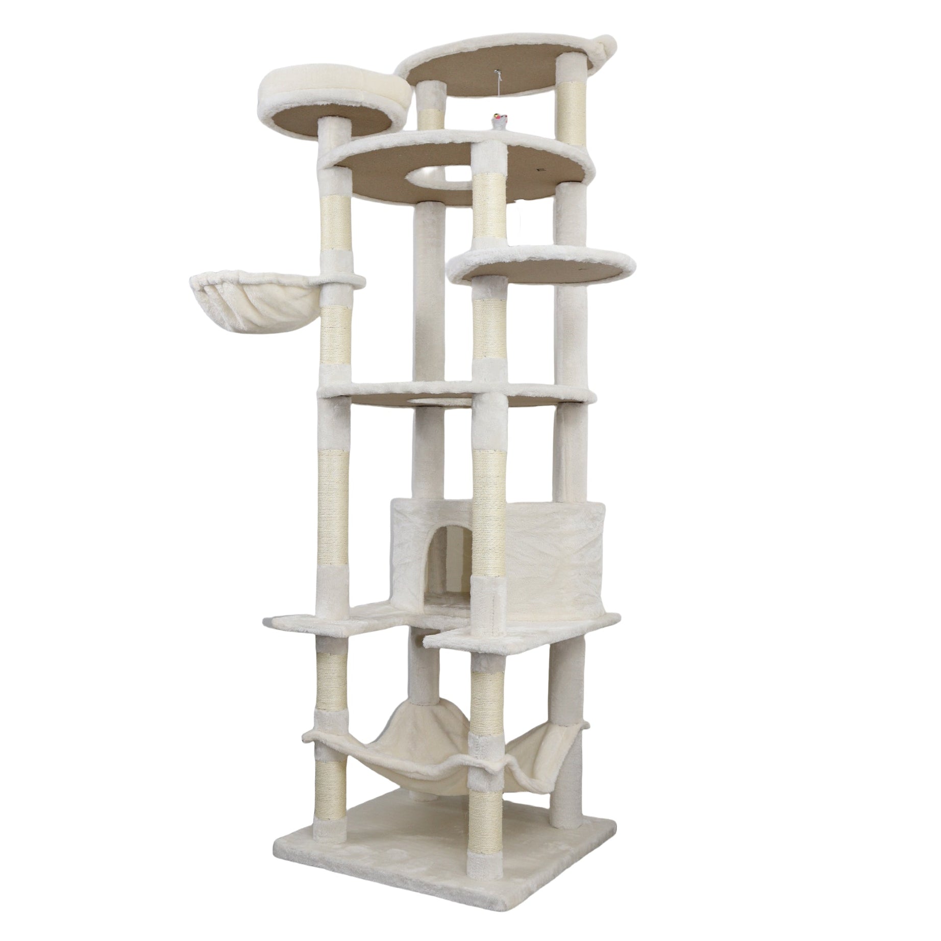 78 In Beige Cat Tree Tower With Large Condo Sisal Scratching Post