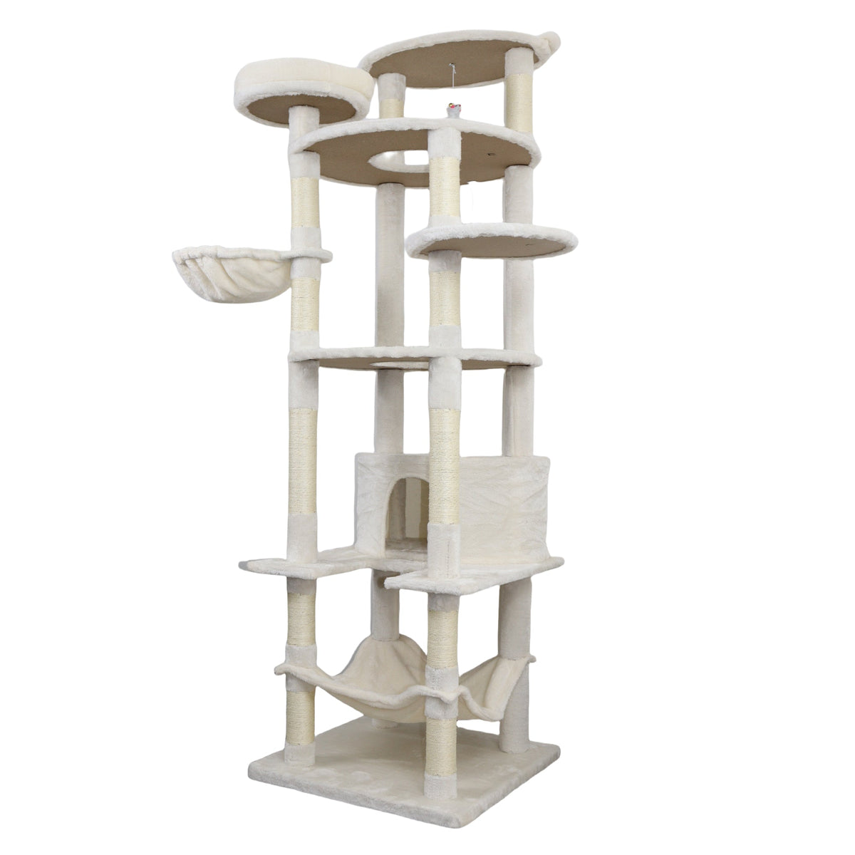 78 In Beige Cat Tree Tower With Large Condo Sisal Scratching Post