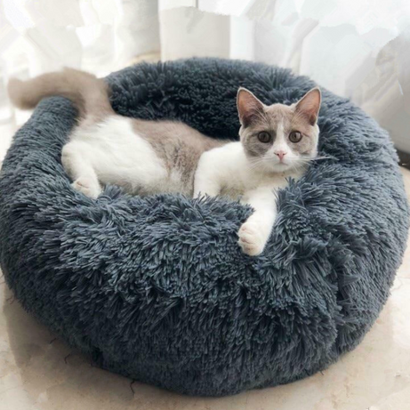 Dog Beds For Small Dogs Round Plush Cat Litter Kennel Pet Nest Mat (Navy Blue & Tiedye Sky Blue)