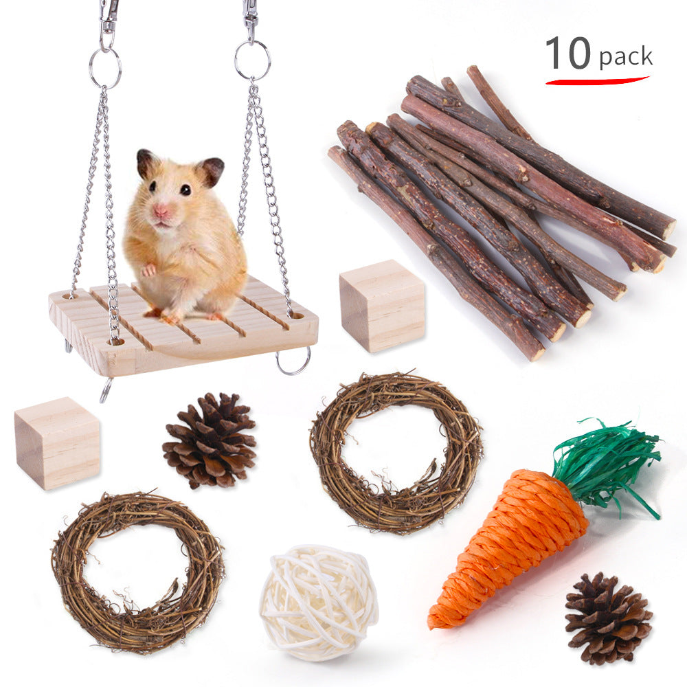 Pet Rabbit Guinea Pig Parrot Playing Molar Wooden Supplies