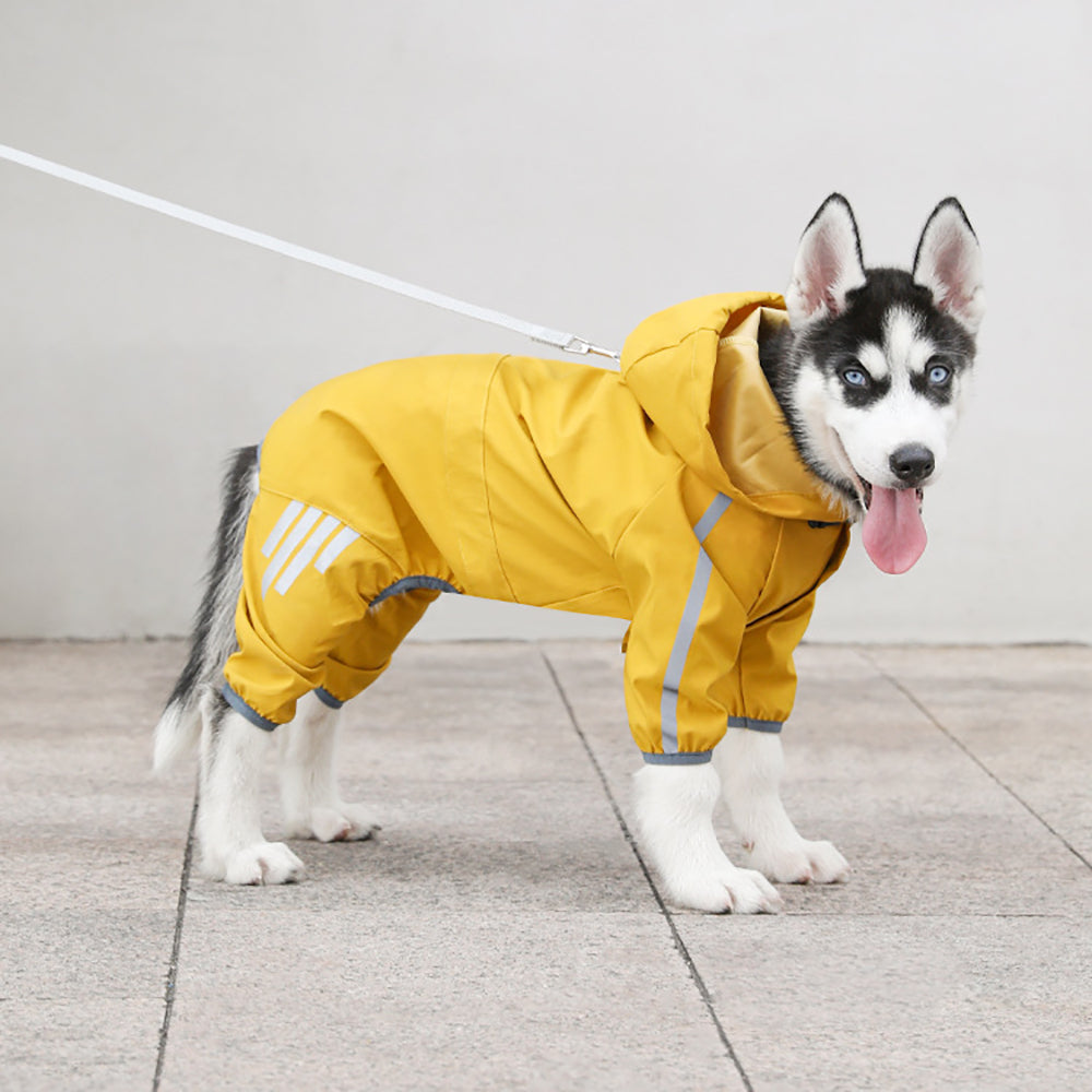 Dog Raincoat With Reflective Waterproof Rain Jacket With Hood Leash