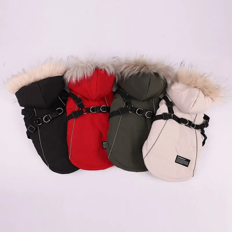 Pet Autumn And Winter Fleece-lined Thickened Dog Clothes Raincoat