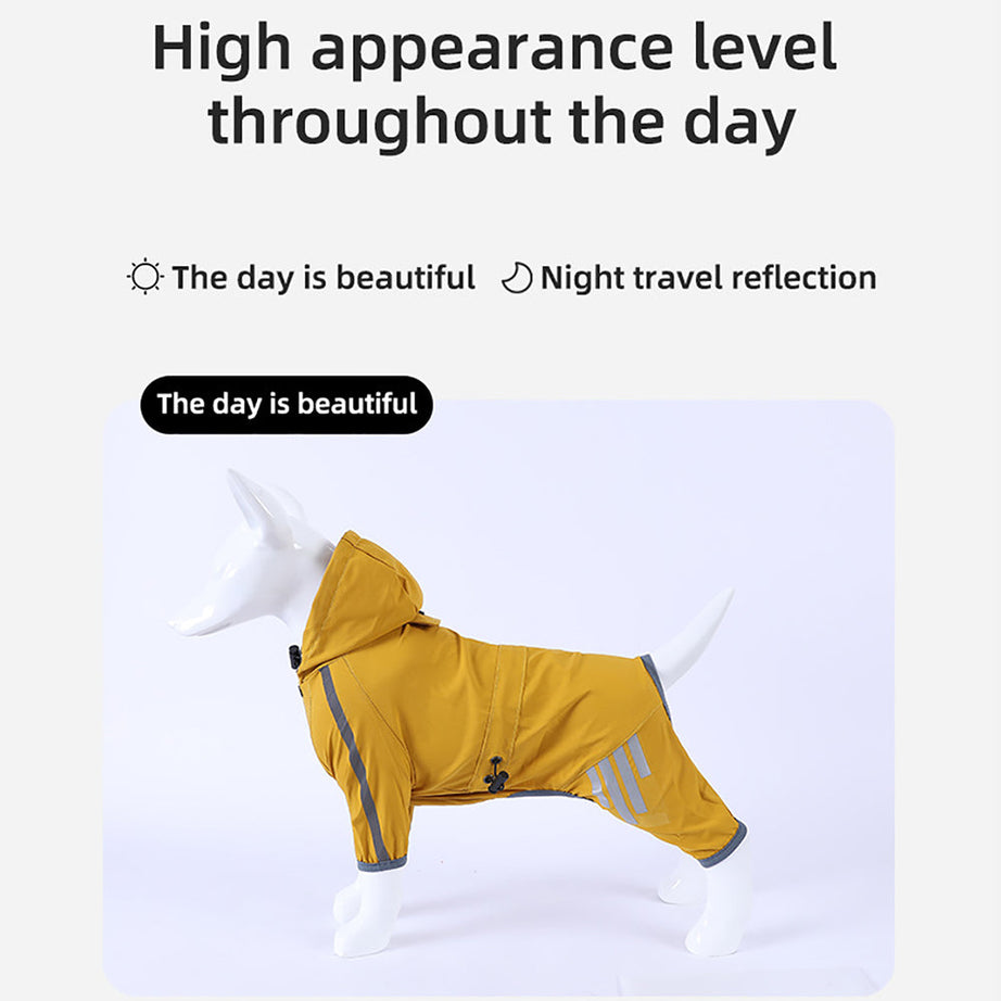 Dog Raincoat With Reflective Waterproof Rain Jacket With Hood Leash