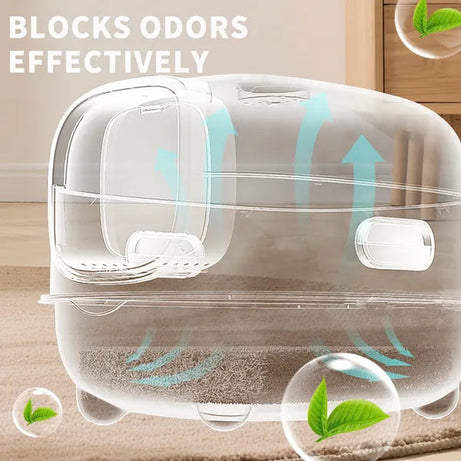 High-capacity Enclosed Cat Litter Box Odor-lock Scratch-resistant