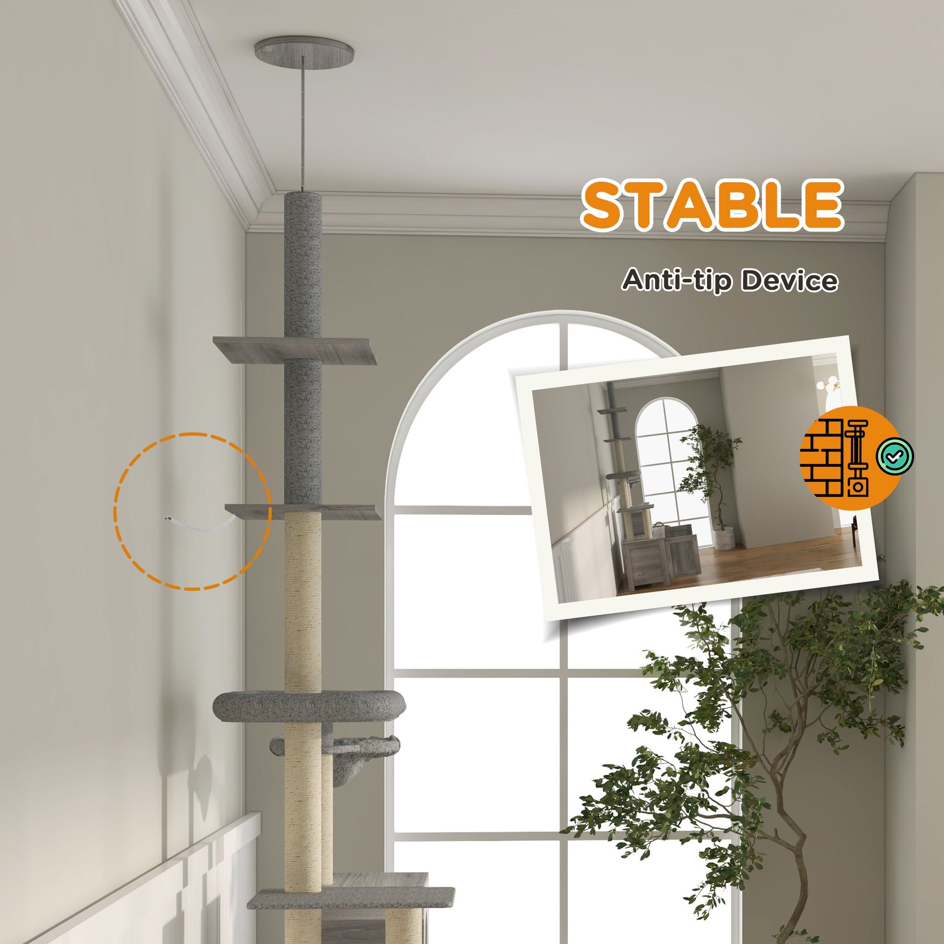 2-in-1 Floor To Ceiling Cat Tree With Litter Box Enclosure Condo