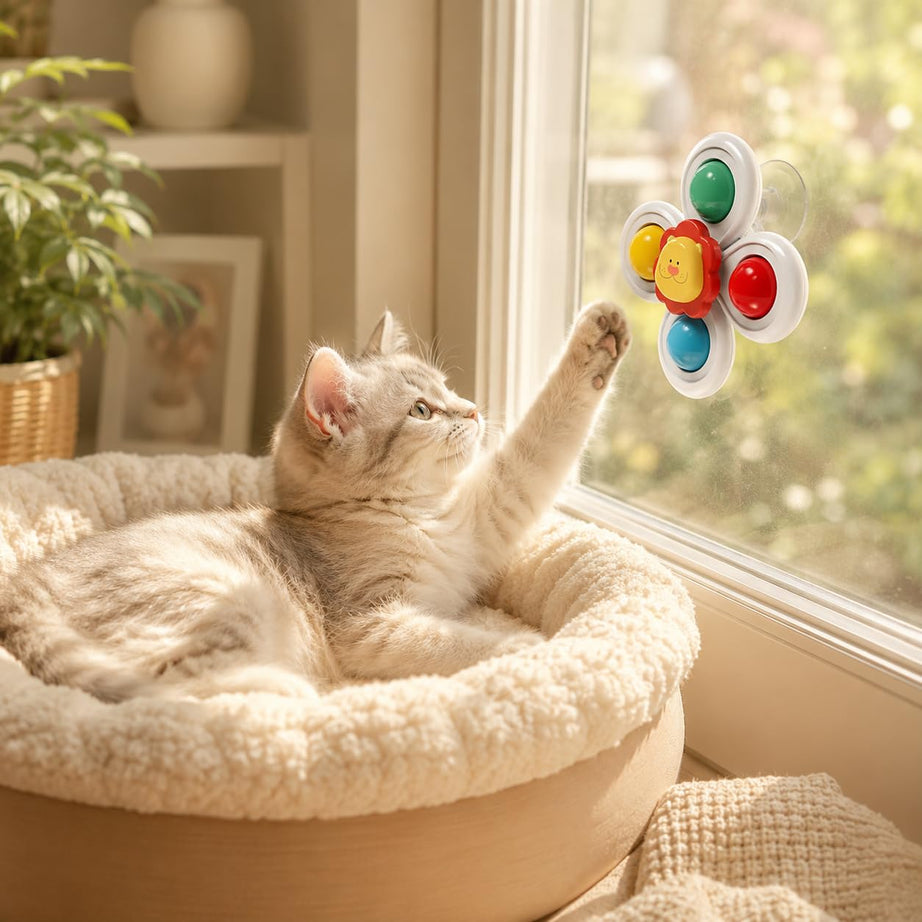 3pcs Suction Cup Cat Toy Window Perch Companion Interactive Play