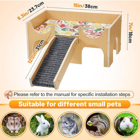 Wooden Guinea Pig House Hamster Hideout Toy