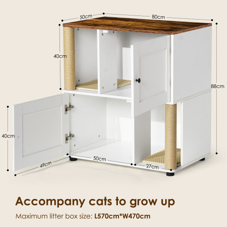 Double Cat Litter Box Enclouse Enclosure For 2 Cats Cabinet