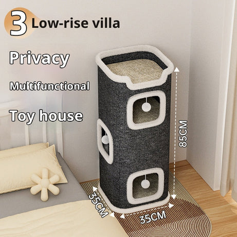 Cat Climbing Frame Scratching Post Nest Semi-enclosed Square Tree