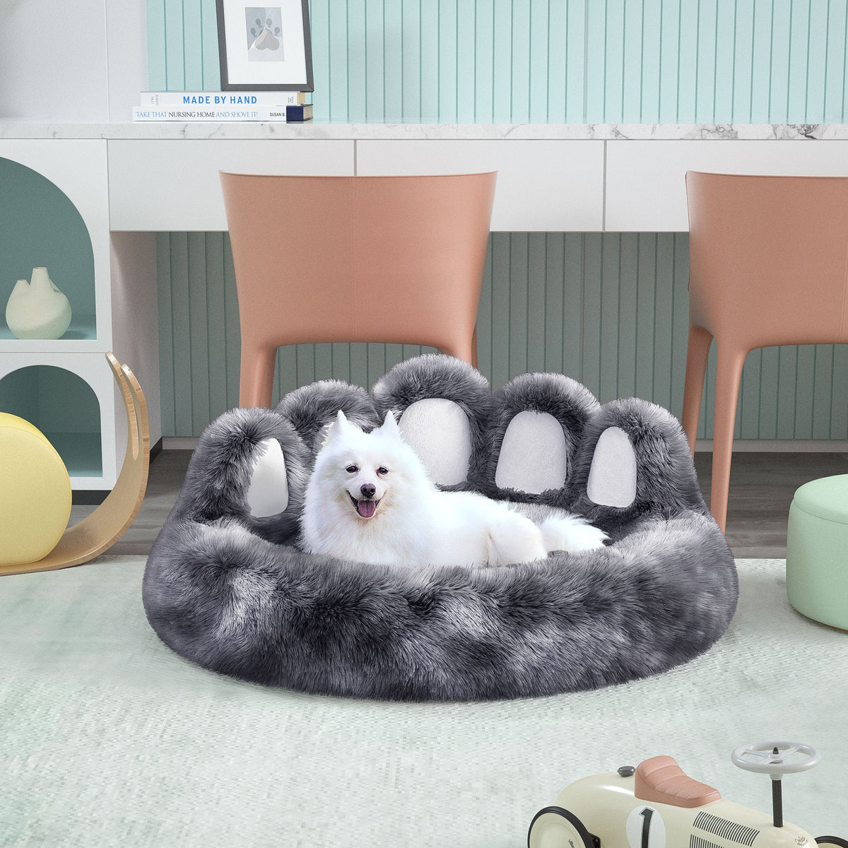 Thickened Warm Kennel For Pets With Bear Paw Shape House Teddy