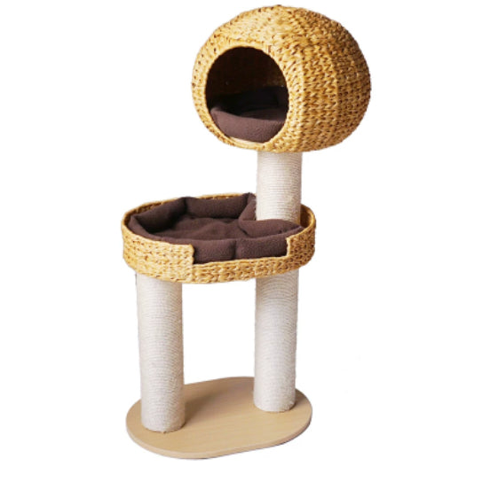Green Song Woven Cat Climbing Frame With Thick Posts Tree Bed