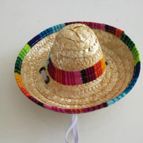 Pet Supplies Straw Woven Mini Pet Dog Hat Pet Mexican Pet Cat Sun