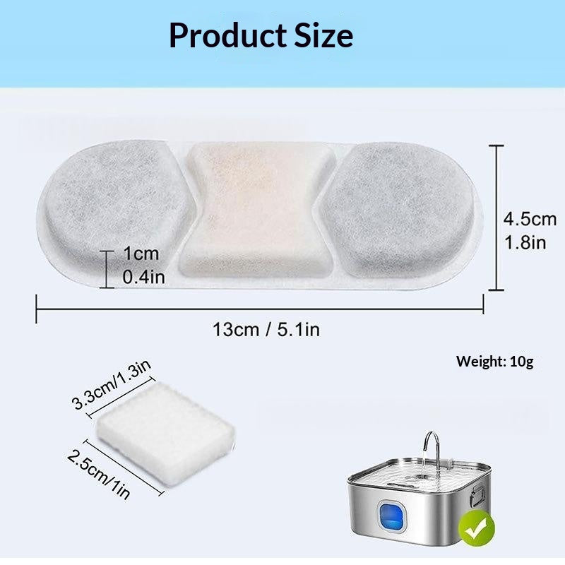 Stainless Steel Pet Water Fountain Filter Cartridge Feeder