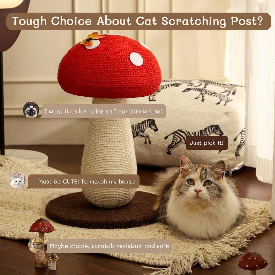 Mushroom Cat Scratching Post Unique Design Sisal Wrapped Ideal