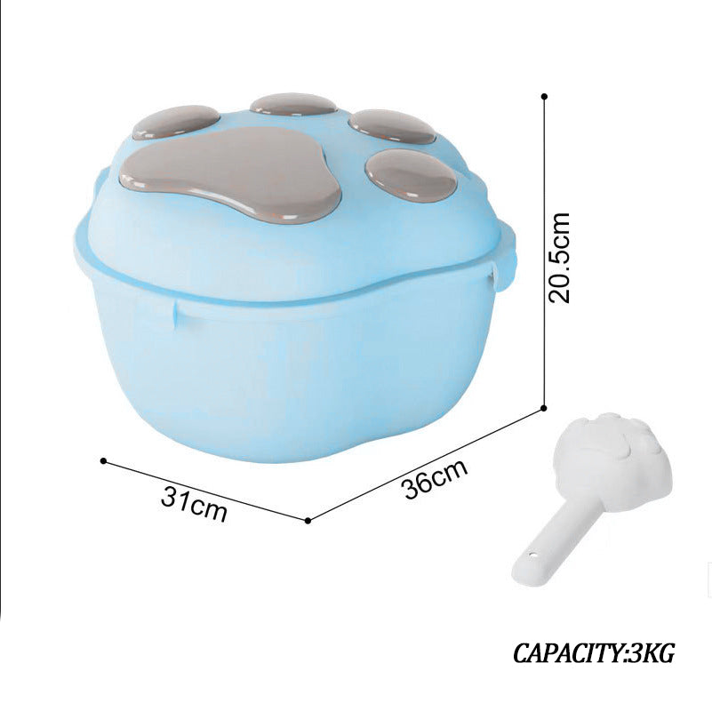 Dog Food Storage Container Claw Pet Grain Bucket With Cute Lid