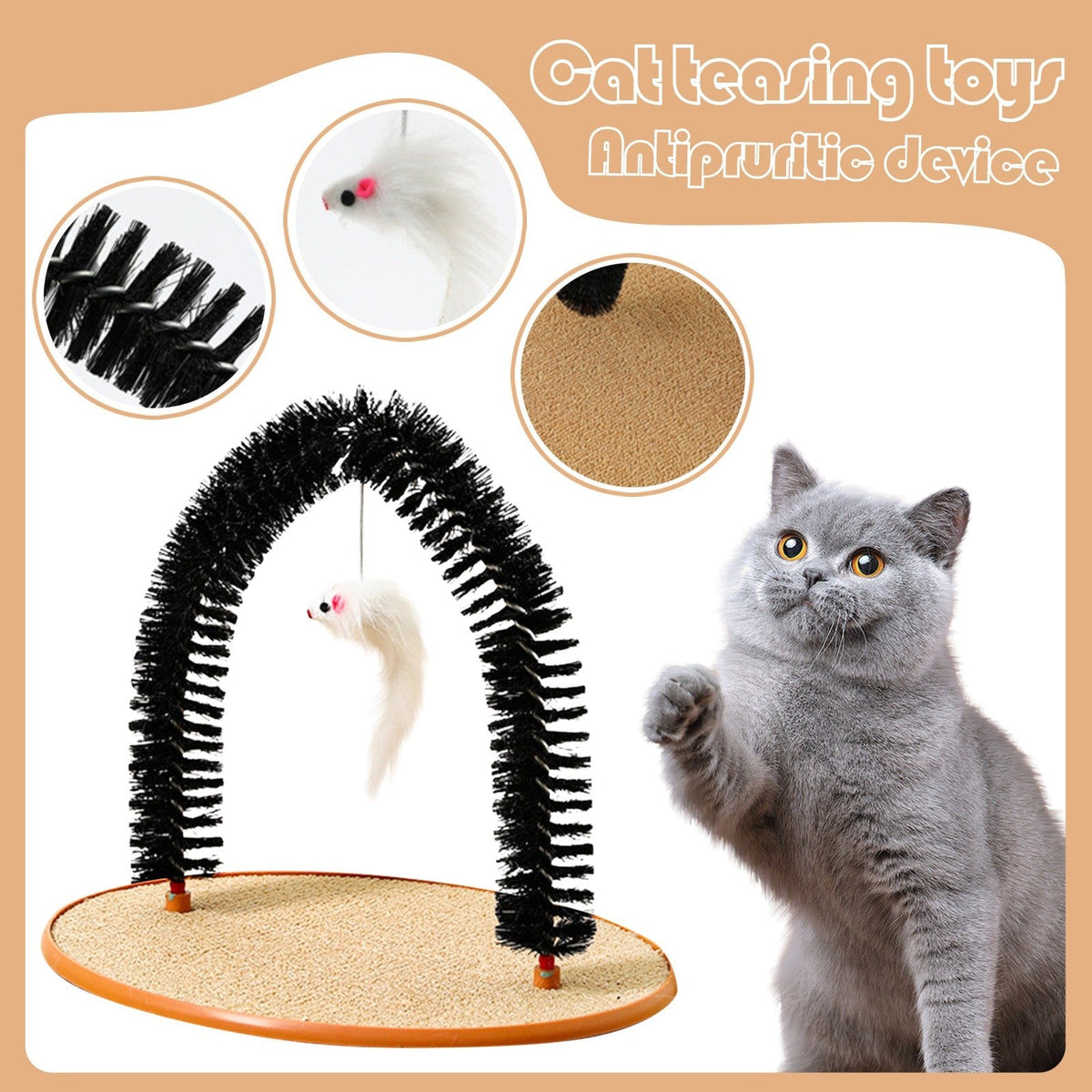 Cat Hair Rub And Anti-itch Device Plastic Arch-shaped Brush