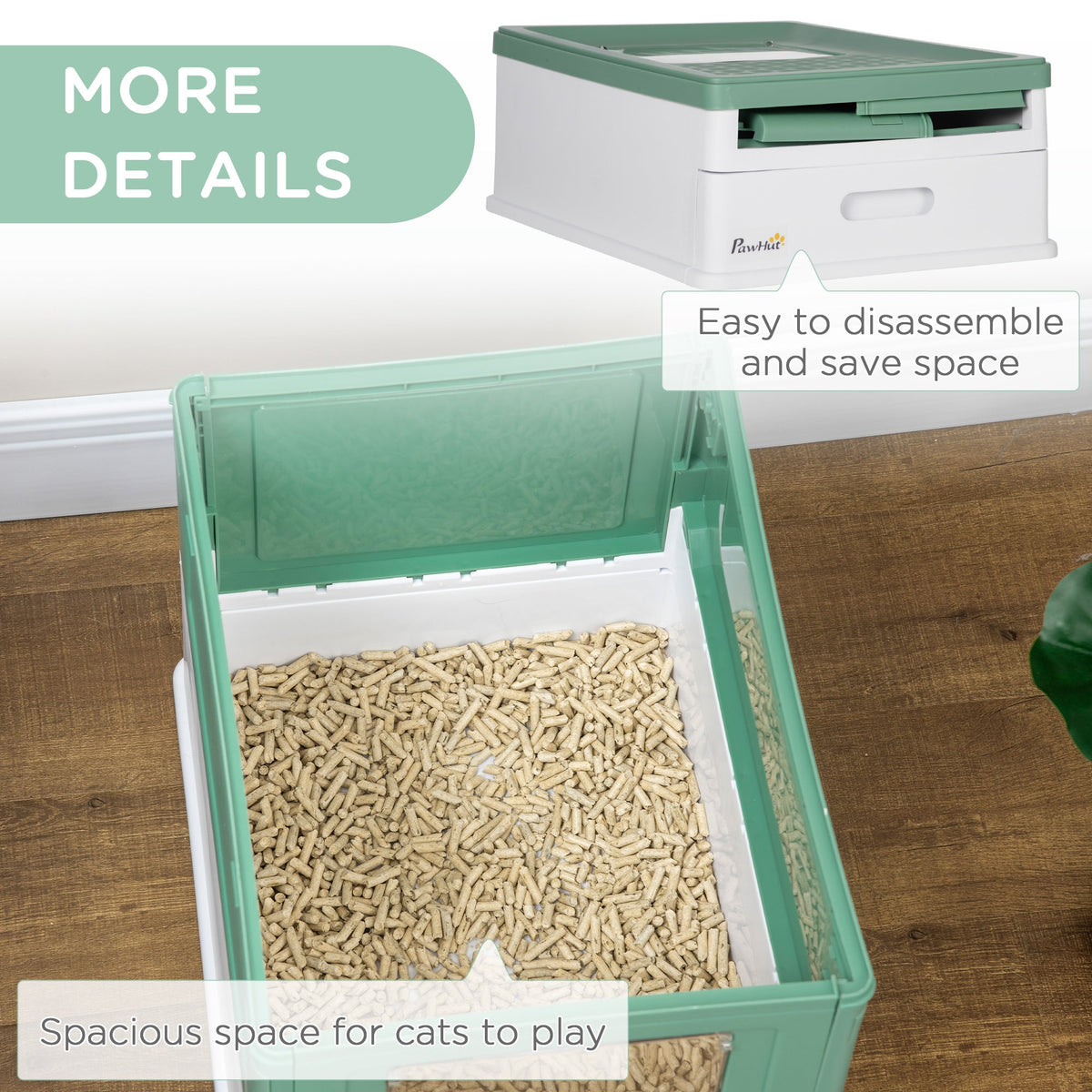 Fully Enclosed Cat Litter Box With Front Entry And Top Exit Plastic