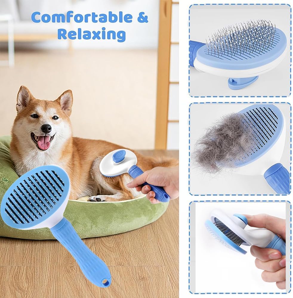 7pcs Pet Grooming Kit Self-cleaning Brush Shedding With Nail