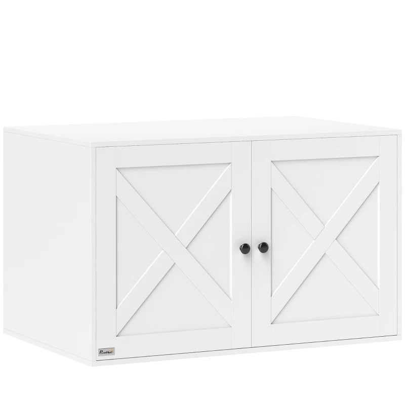 Pawhut Cat Litter Box Enclosure With Barn Door Hole White
