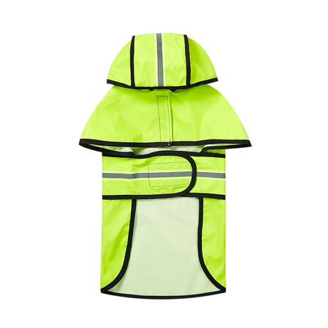 Dog Raincoat Waterproof Pu Leather Back Reflective Stripe Poncho