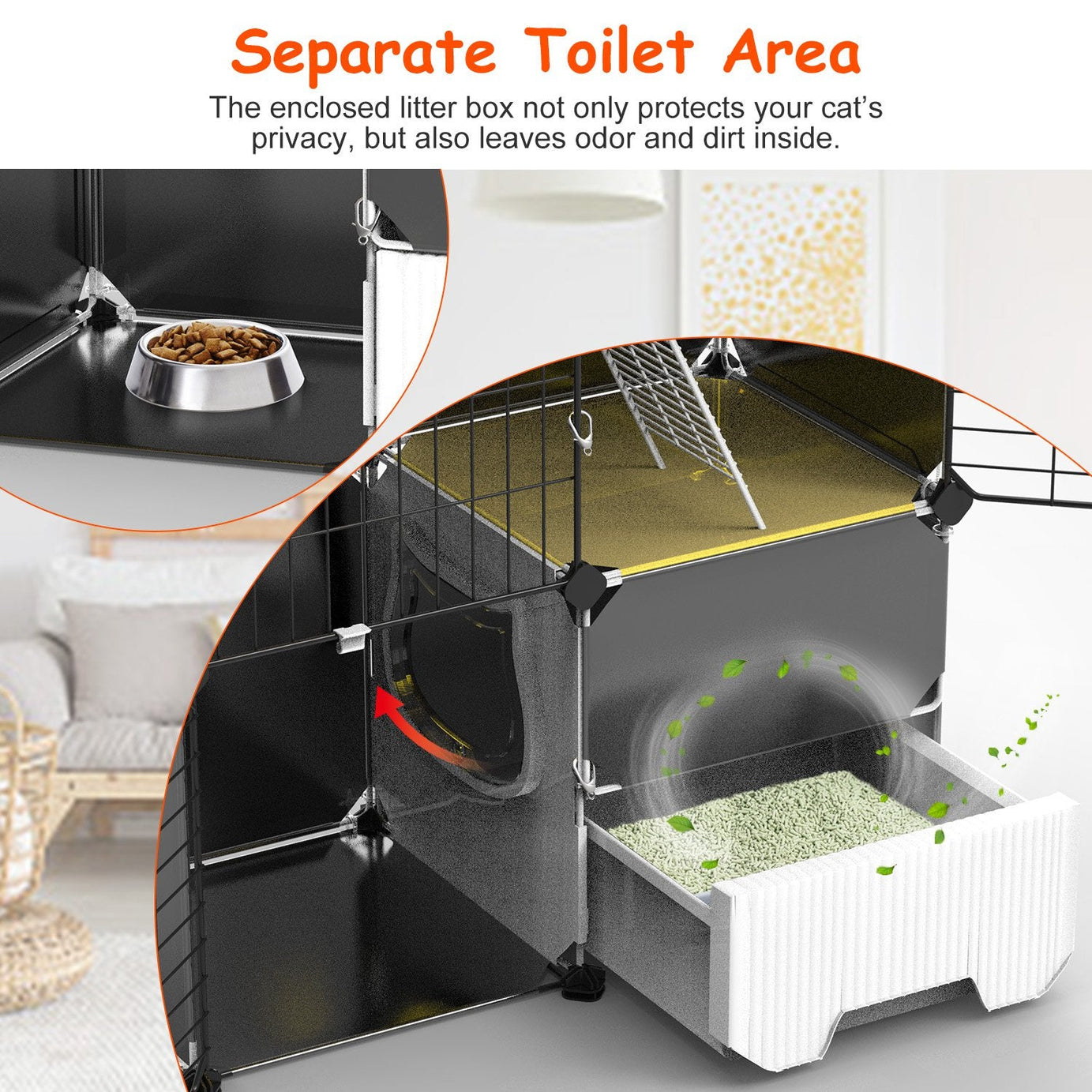 3 Tier Cat Cage Indoor With Litter Box Hammock Detachable Metal