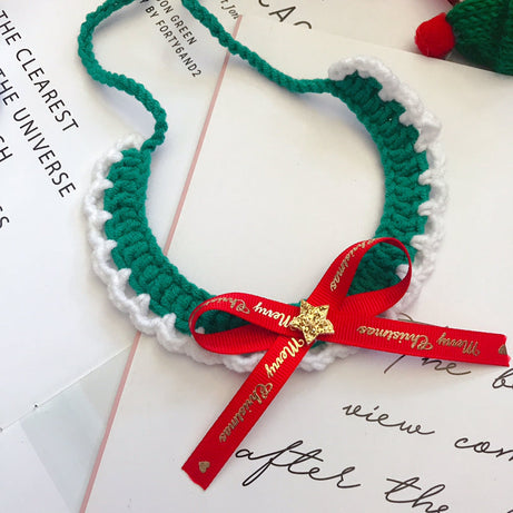 Wool Pet Collar Hand Woven Christmas Pet Accessories