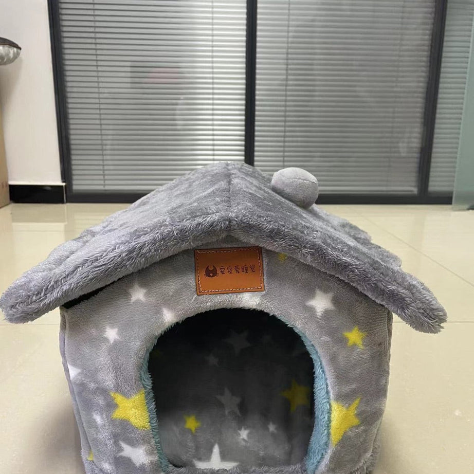 Foldable Dog House Pet Cat Bed Winter Villa Sleep Kennel Removable