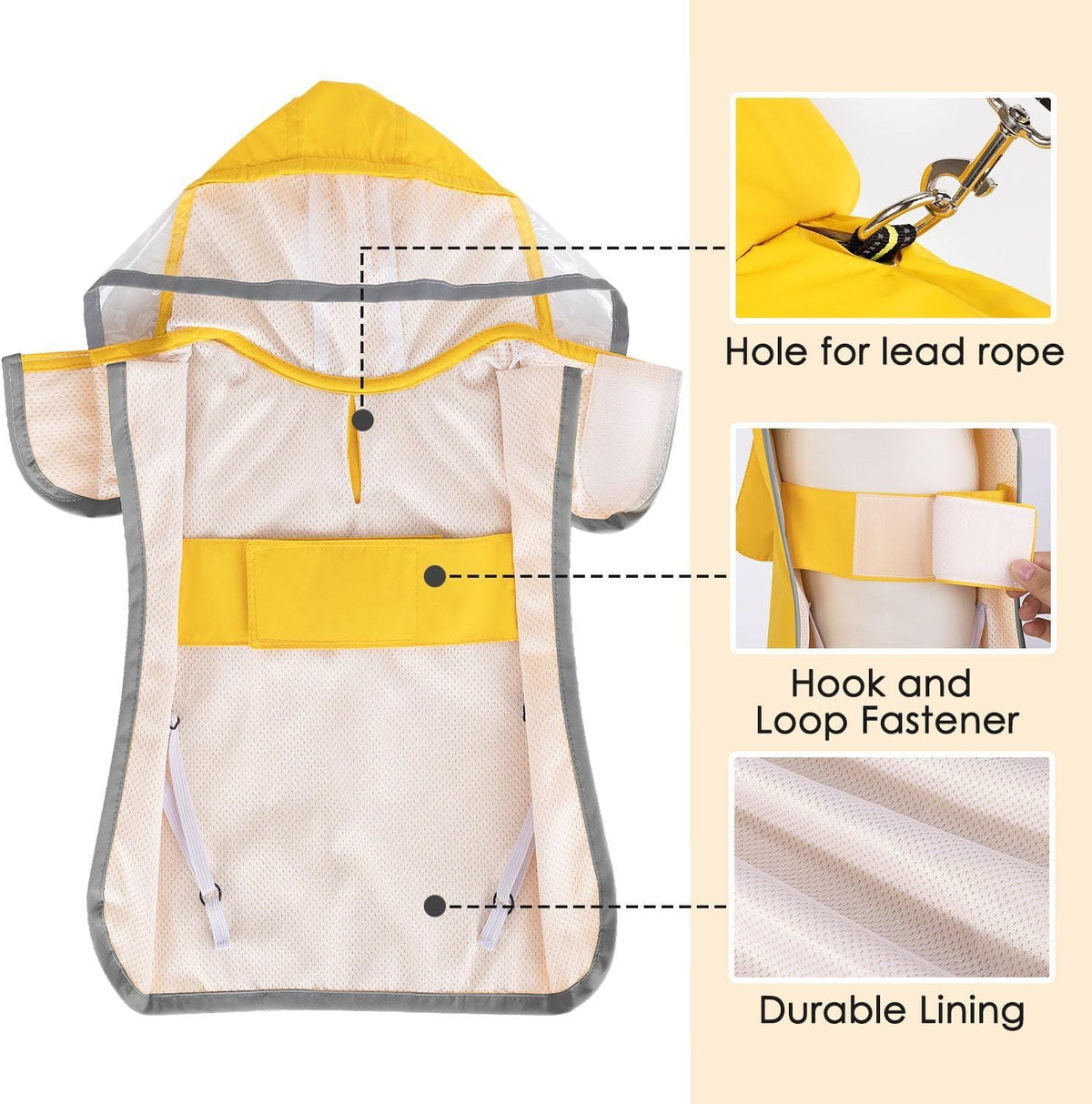 Dog Raincoat Waterproof Soft Breathable Rain Jacket For Small