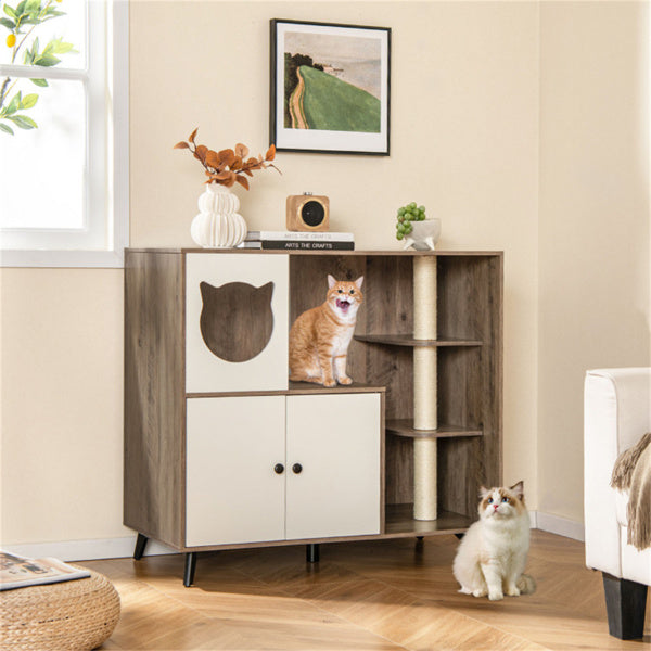 Cat Litter Box With Scratching Post Apartment House Locker