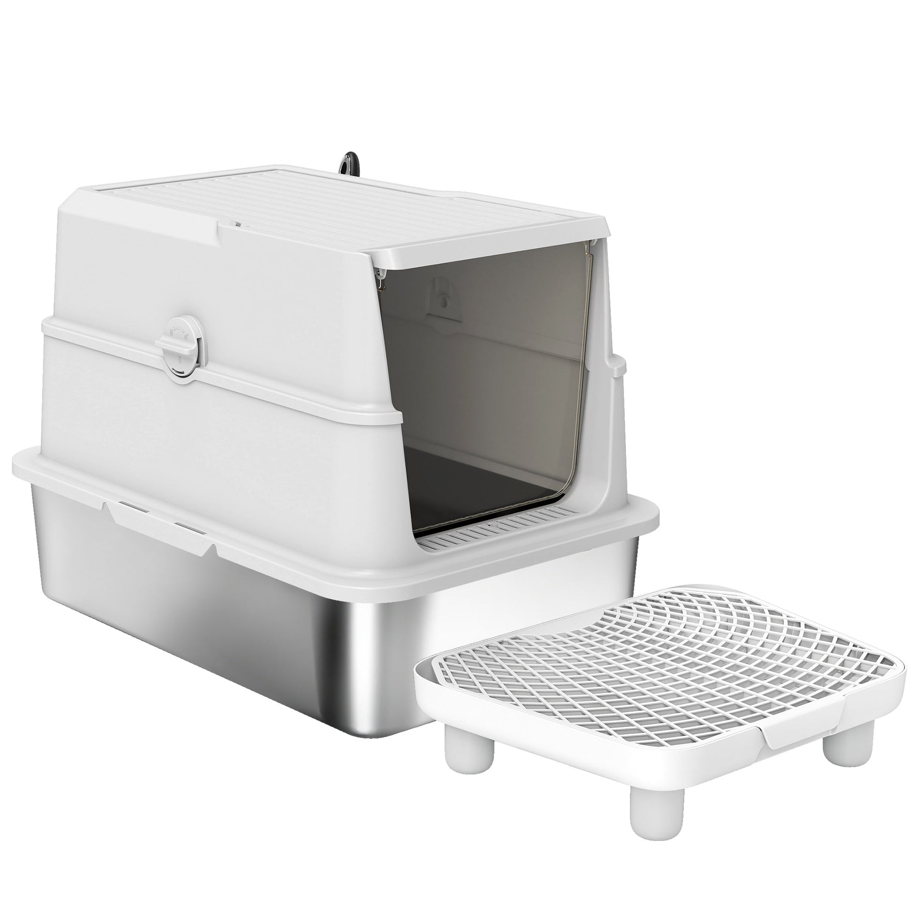 Extra Large Stainless Steel Cat Litter Box For Big Cats With Flip