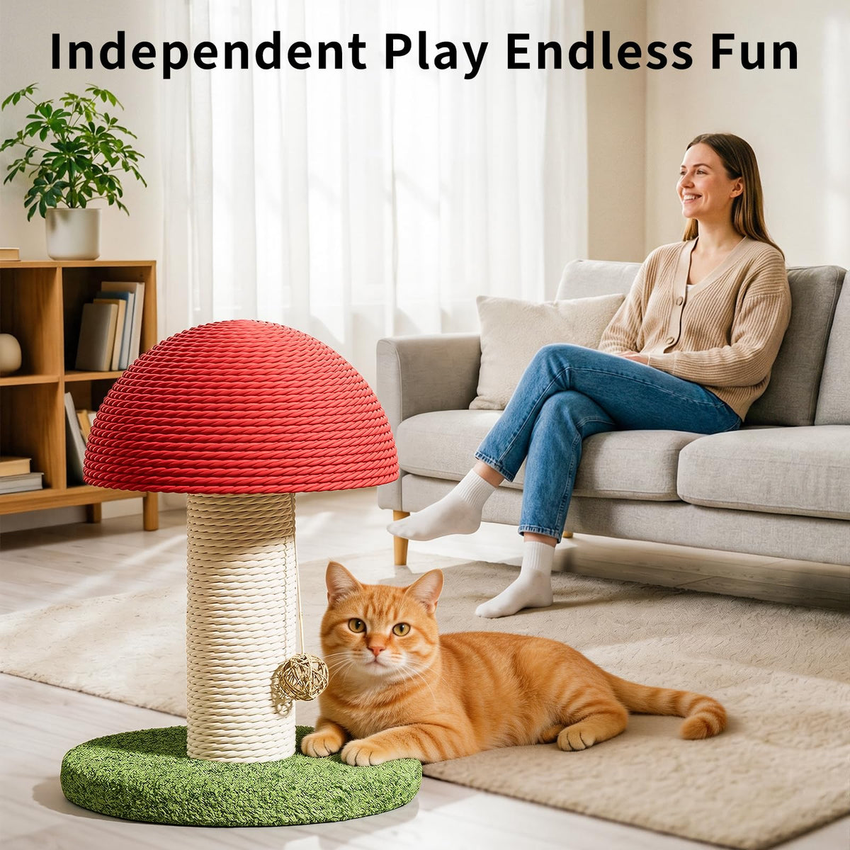 Mushroom Cat Scratching Post 11inch For Kitten Small Cats Mini Tree