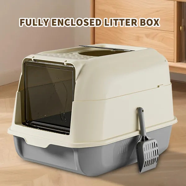 Extra Large Dual-entry Cat Litter Box Convertible Open&enclosed