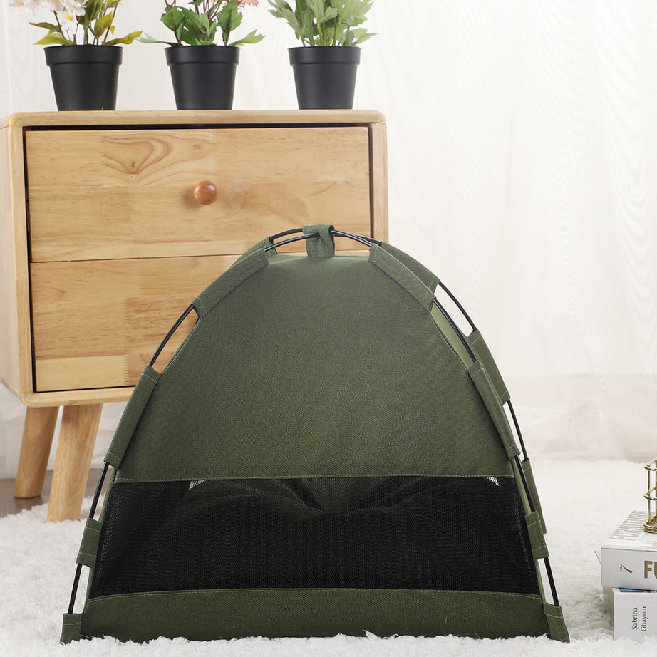 Cat Tent Cooling Mat Dog House Pet Sofa Camping Bed With Cushion