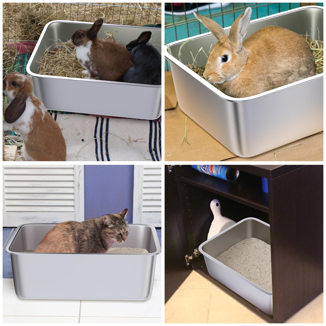 Stainless Steel Litter Box Medium Metal Cat Easy Clean Non Stick