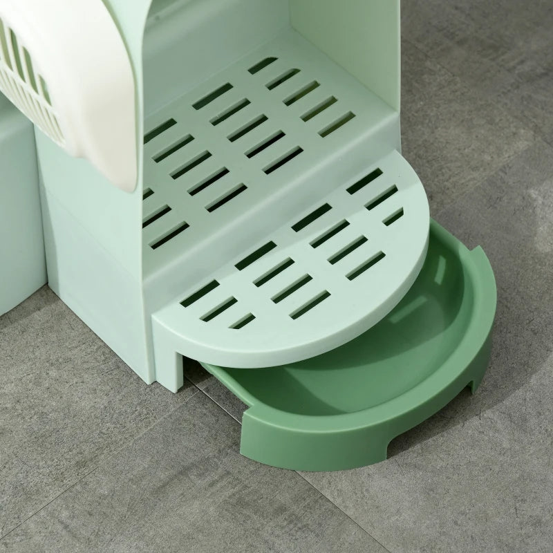 Cat Litter Box Easy To Clean Open With Scoop Green