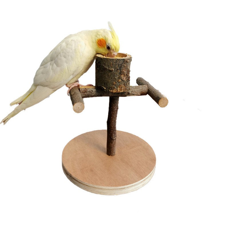 Solid Wood Parrot Station Frame Training Bird Shelf Toys