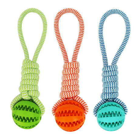Dog Toys Treat Balls Interactive Hemp Rope Rubber Leaking For Small