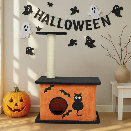 33inch Halloween Cat Tree Tower For Indoor Cats With Spacious Condo