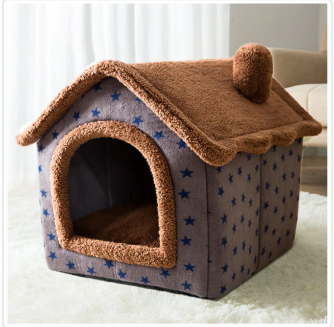 Foldable Dog House Pet Cat Bed Winter Villa Sleep Kennel Removable