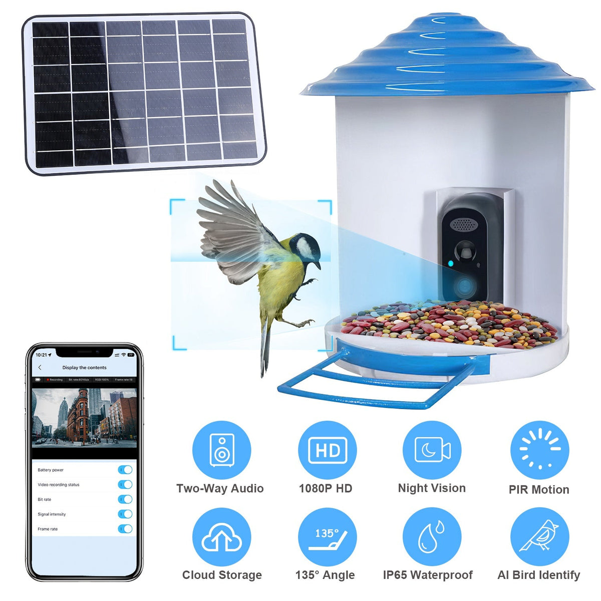 Smart Bird Feeder With Solar Powered Camera 1080p Hd Ai Identify