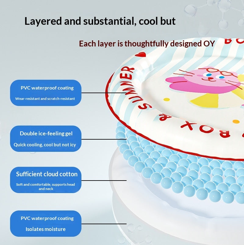 Summer Pet Cooling Round Mat Bed With Raised Edges For Neck Spine