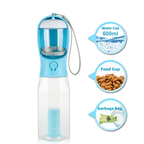 Portable Cat Dog Water Bottle Food Feeder Drinker Poop Dispenser 3