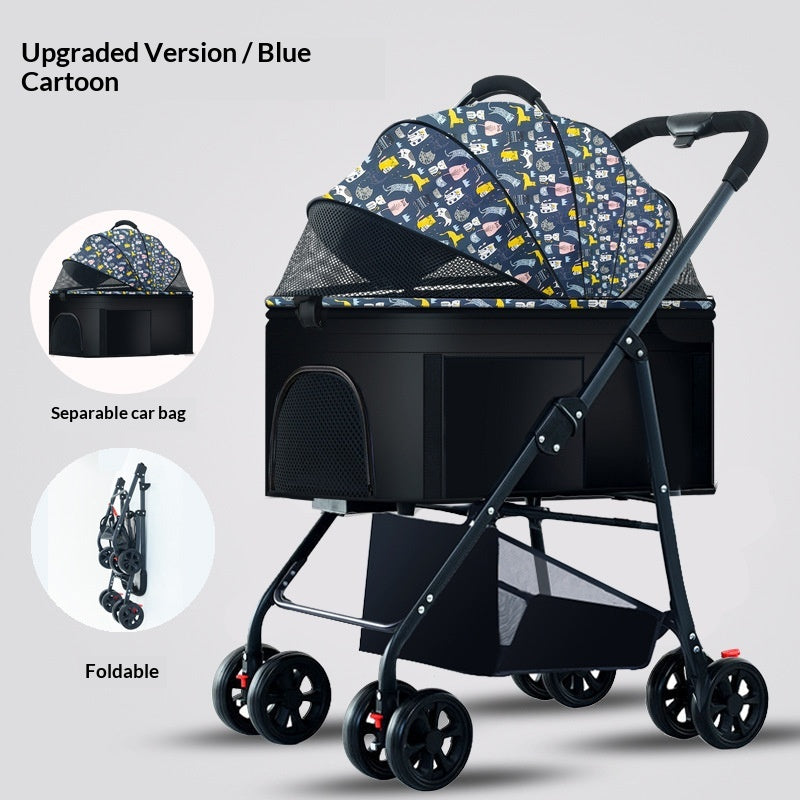 Pet Stroller For Dogs And Cats Portable Detachable Cage