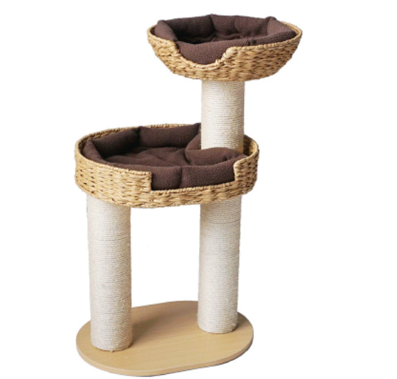 Green Song Woven Cat Climbing Frame With Thick Posts Tree Bed