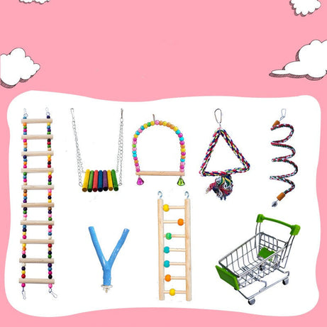 Parrot Bird With Toy Supplies Swing Ring Aerial Ladder Climbing