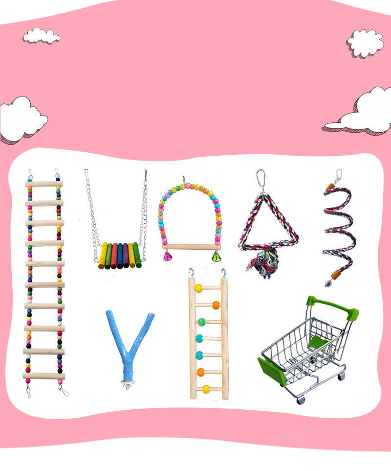 Parrot Bird With Toy Supplies Swing Ring Aerial Ladder Climbing